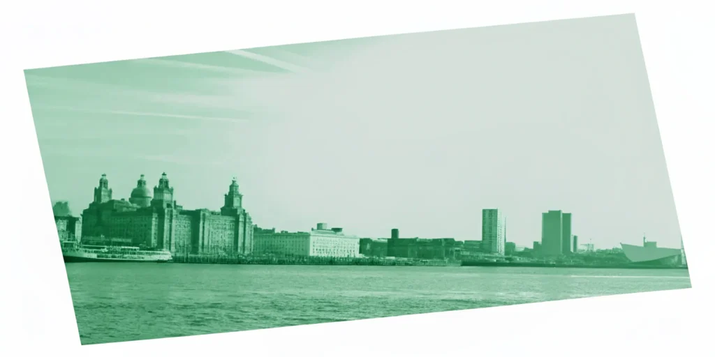 Liverpool waterfront skyline. Real estate capital appreciation.